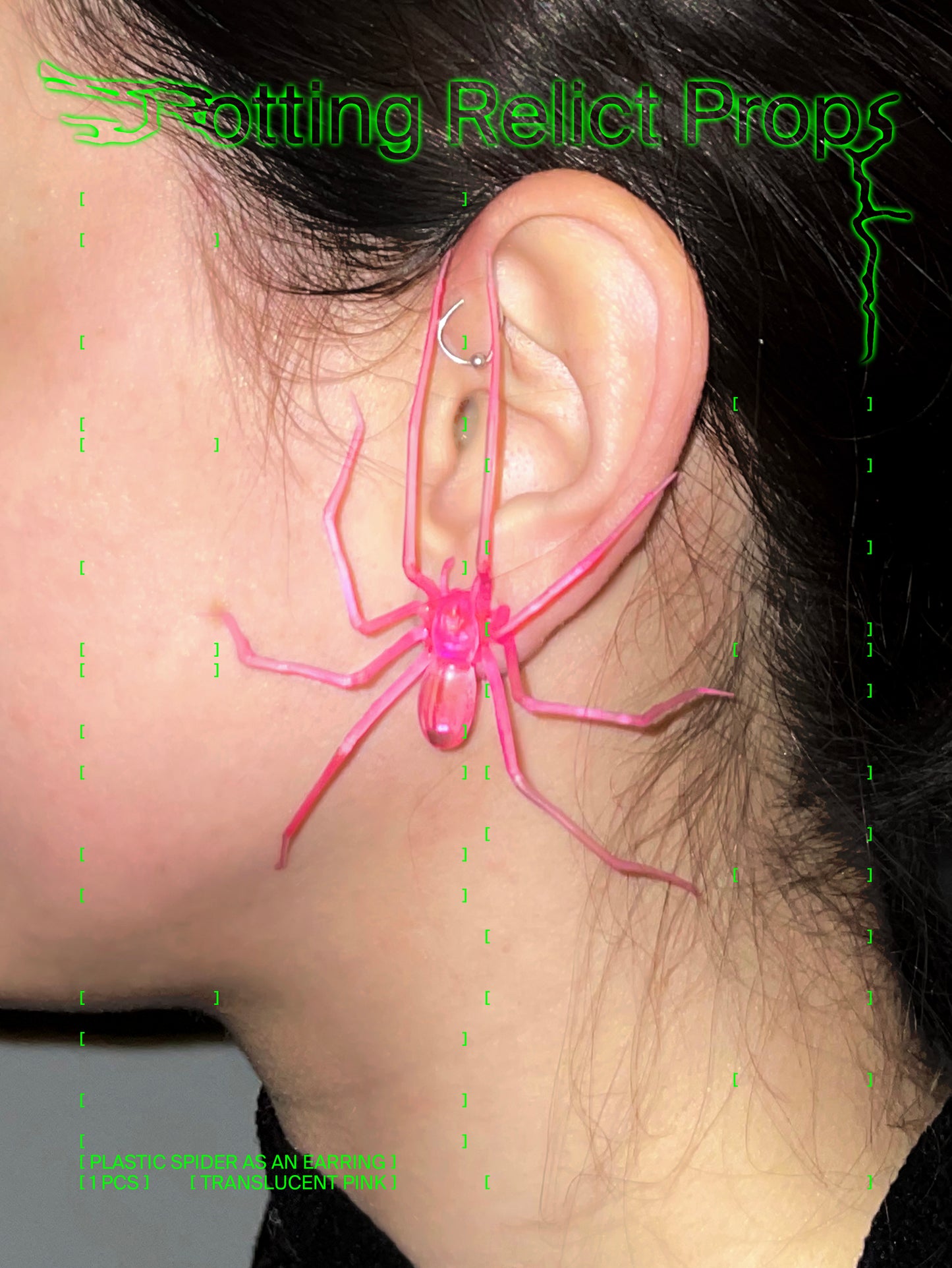 Translucent Pink Giant House Spider Earring