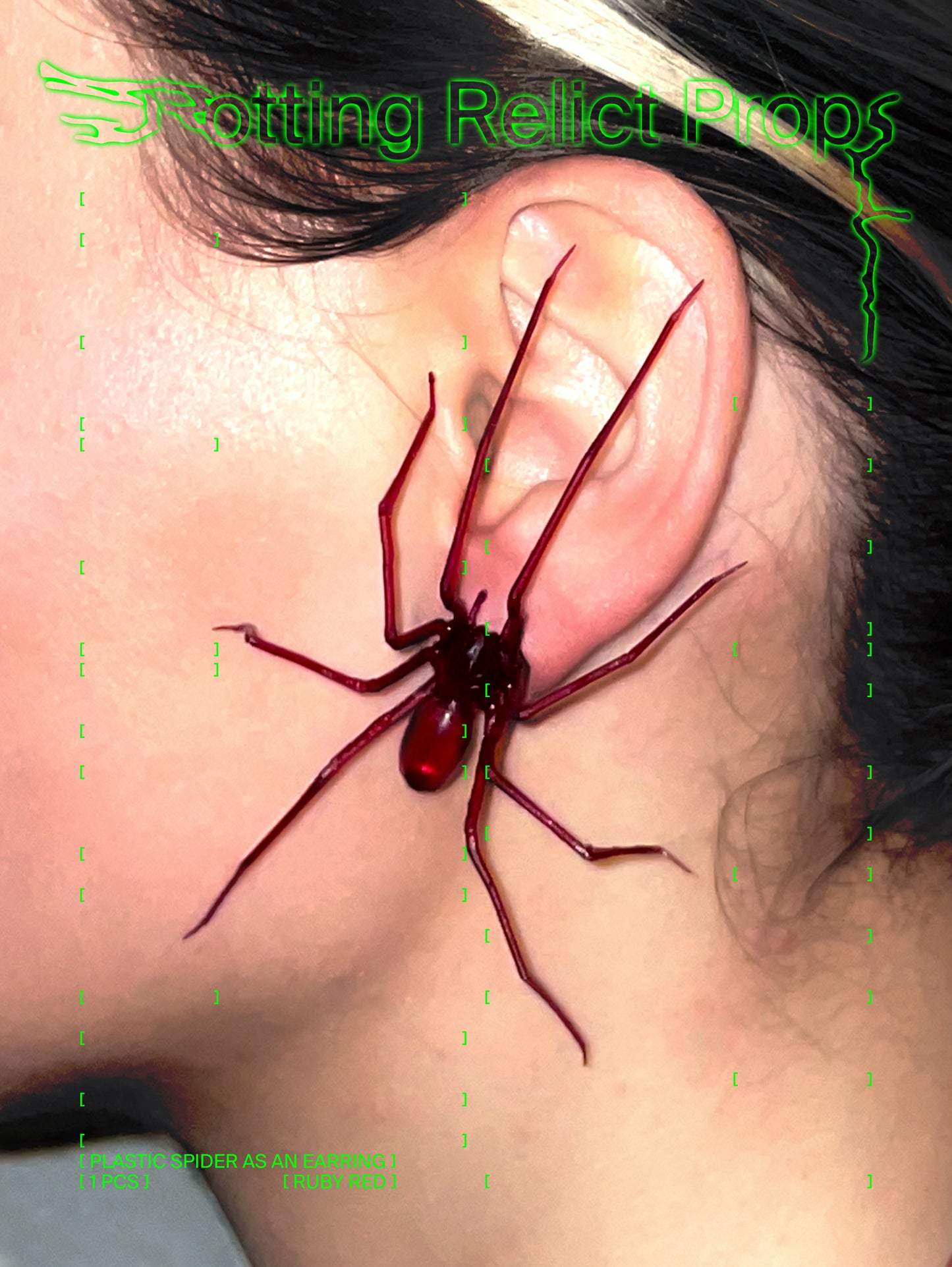 Ruby Red Giant House Spider Earring