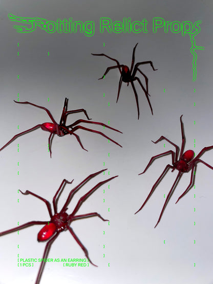 Ruby Red Giant House Spider Earring
