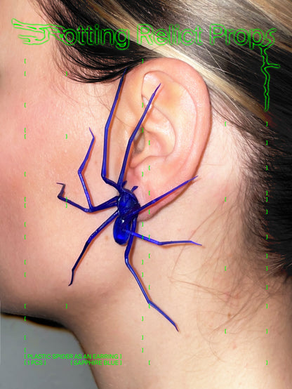 Sapphire Blue Giant House Spider Earring