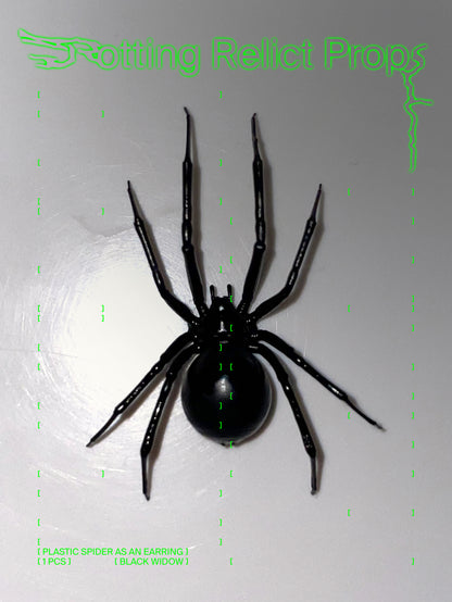 Realistic Black Widow Spider Earring