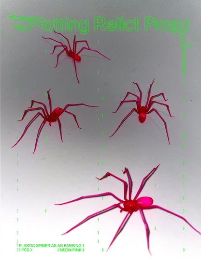 Neon Pink Giant House Spider Earring