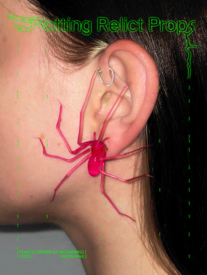 Neon Pink Giant House Spider Earring