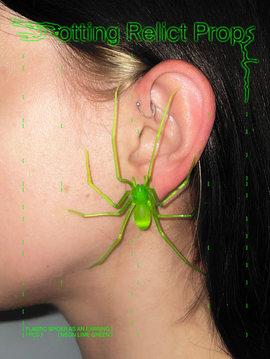 Neon Green Giant House Spider Earring