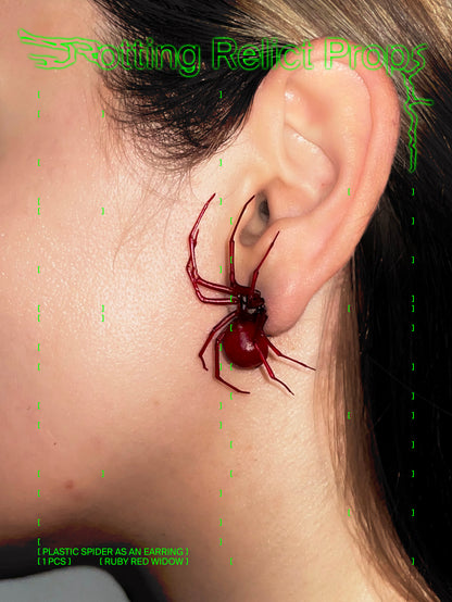 Ruby Red Widow Spider Earring
