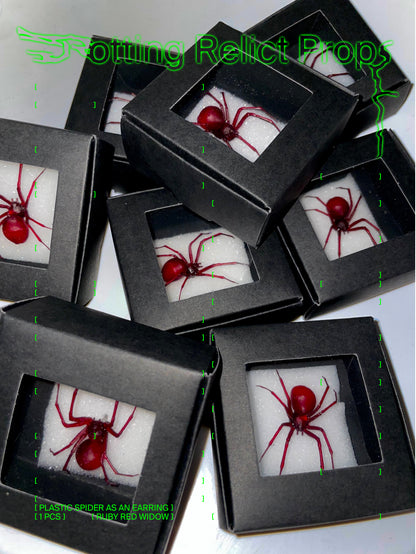 Ruby Red Widow Spider Earring