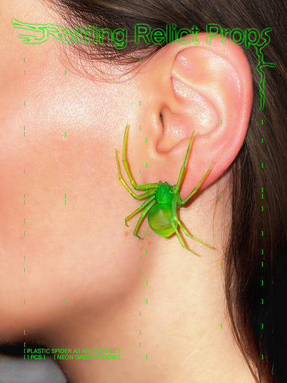 Neon Green Widow Spider Earring