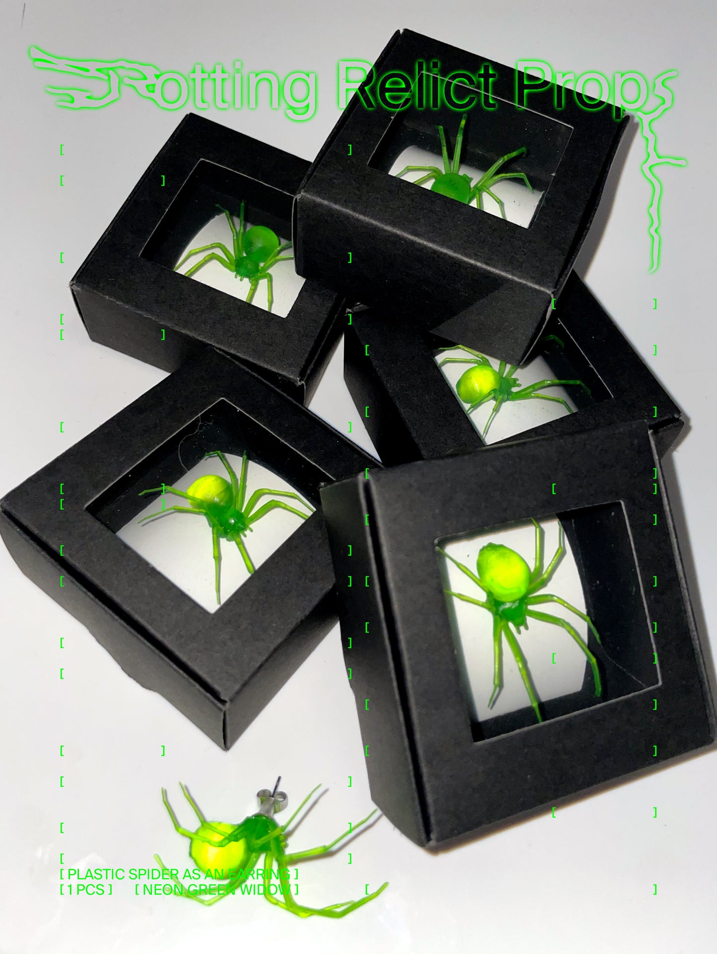 Neon Green Widow Spider Earring