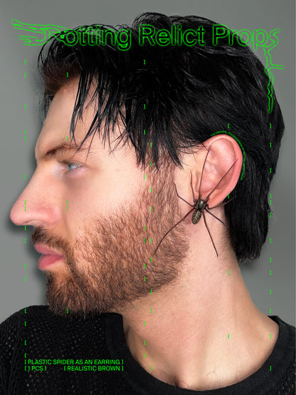 Plastik Spinne als Ohrring (ORIGINAL!) | Realistische Hauswinkelspinne | 1 Stk