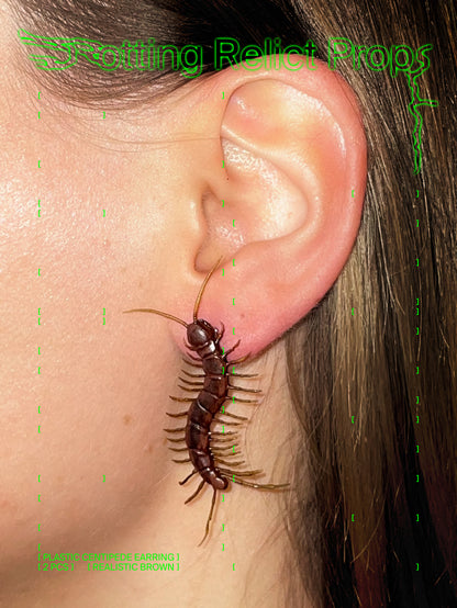 Realistic Brown Centipede Earrings