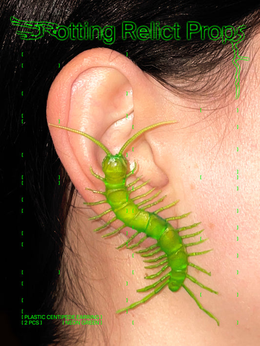 Neon Green Giant Centipede Earrings