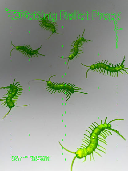 Neon Green Giant Centipede Earrings
