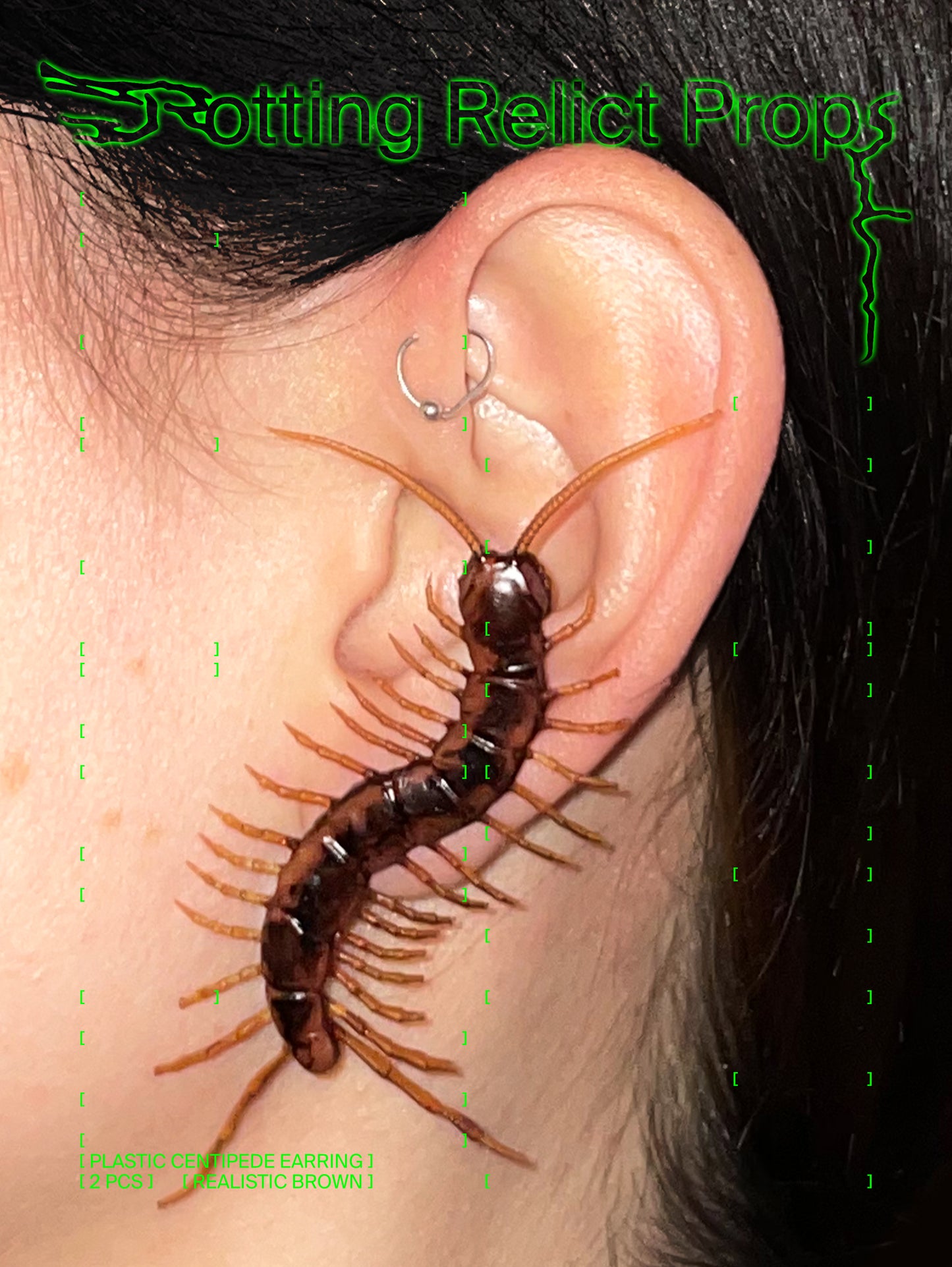 Realistic Brown Giant Centipede Earrings