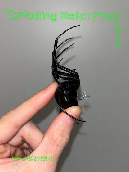 Realistic Giant Black Widow Spider Earring
