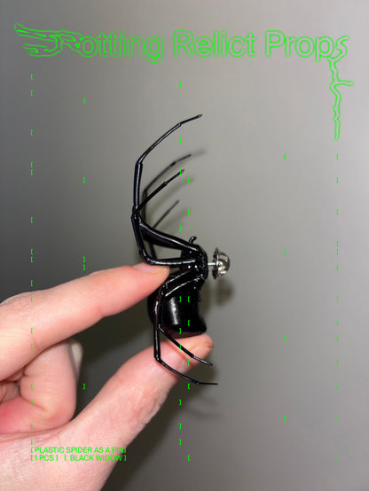 Realistic Giant Black Widow Spider Pin