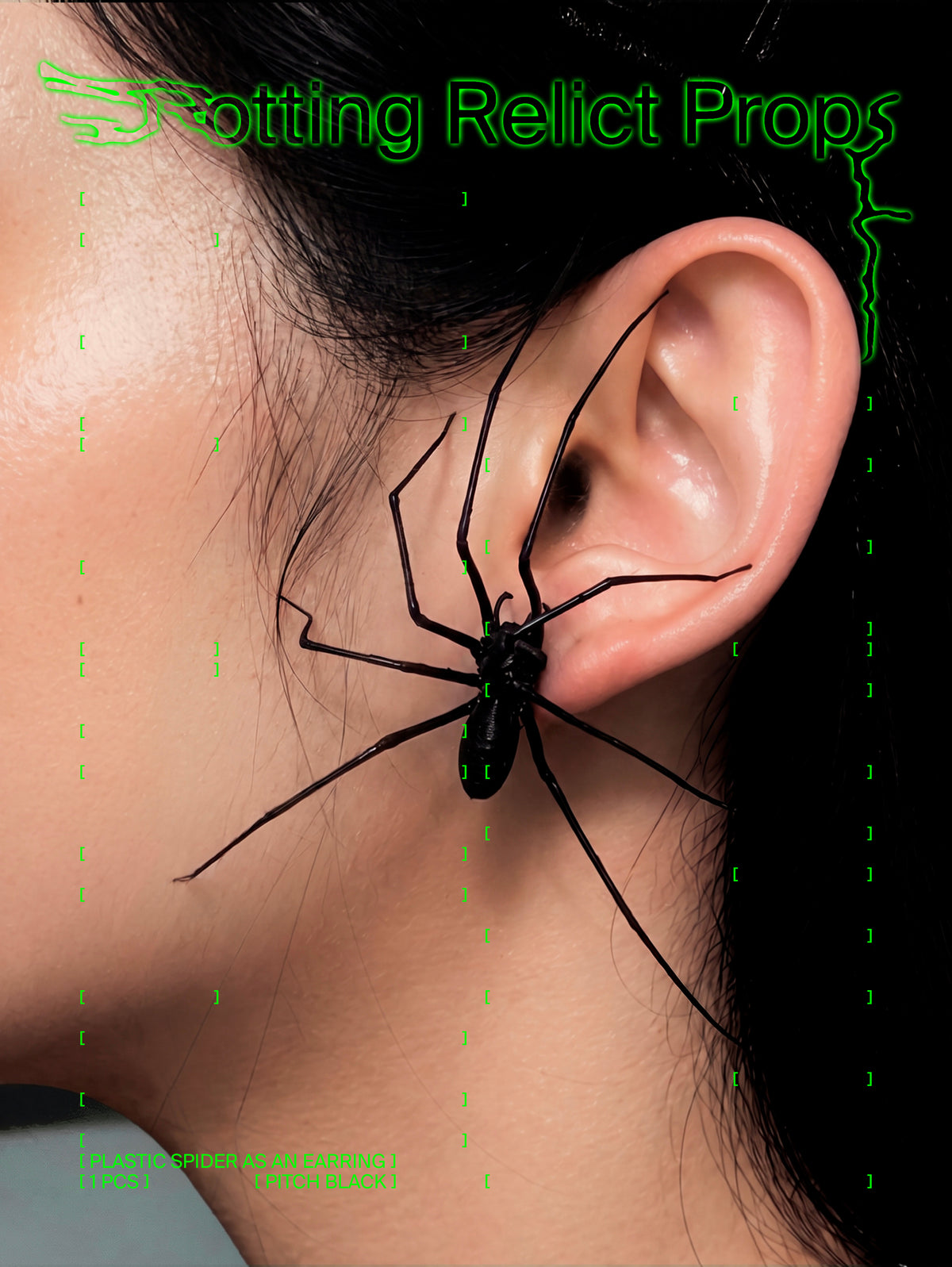 Pitch Black Giant House Spider Earring