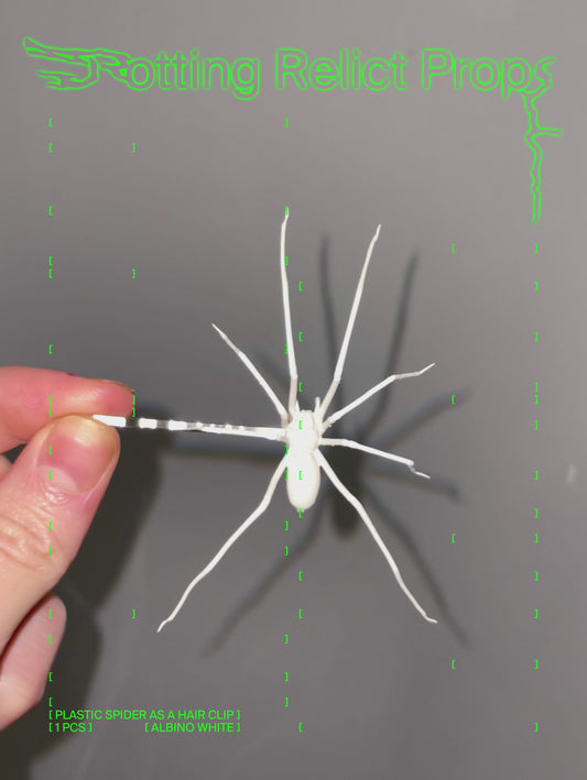 Weiße Albino Plastik Spinne als Haarspange | Bobby Pin  | Realistische Hauswinkelspinne | 1 Stk