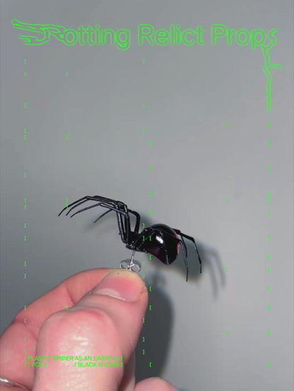 Realistic Black Widow Spider Earring